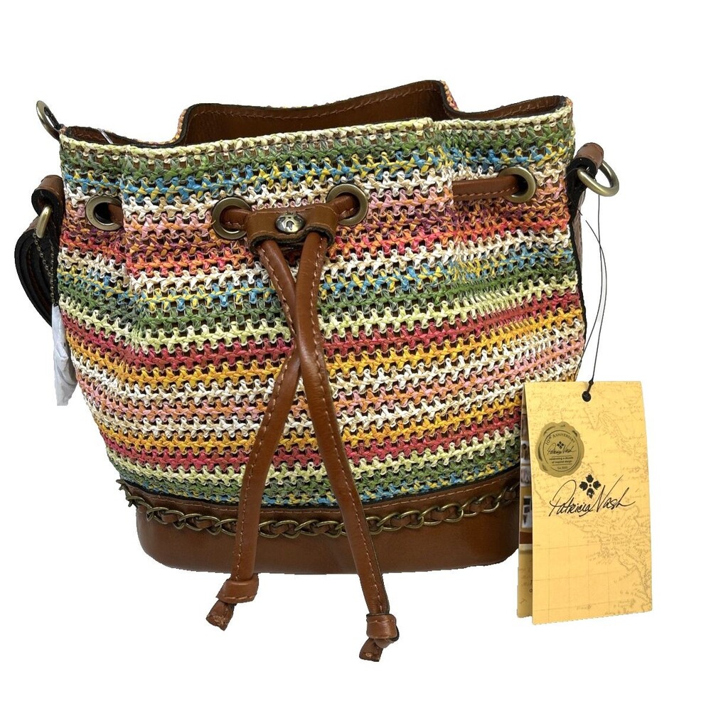 Gorgeous Patricia Nash Civetta Spanish Zig Zag Woven Bucket Bag Crossbody NEW